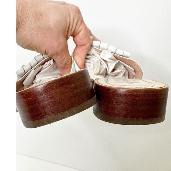 Kate Spade Brie White Leather Fringe Slide Sandal Size 7 - Picture 11 of 12